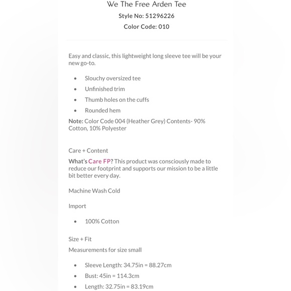 Free People We the Free Arden Tee long Sleeve Black Small NWT - Picture 7 of 7